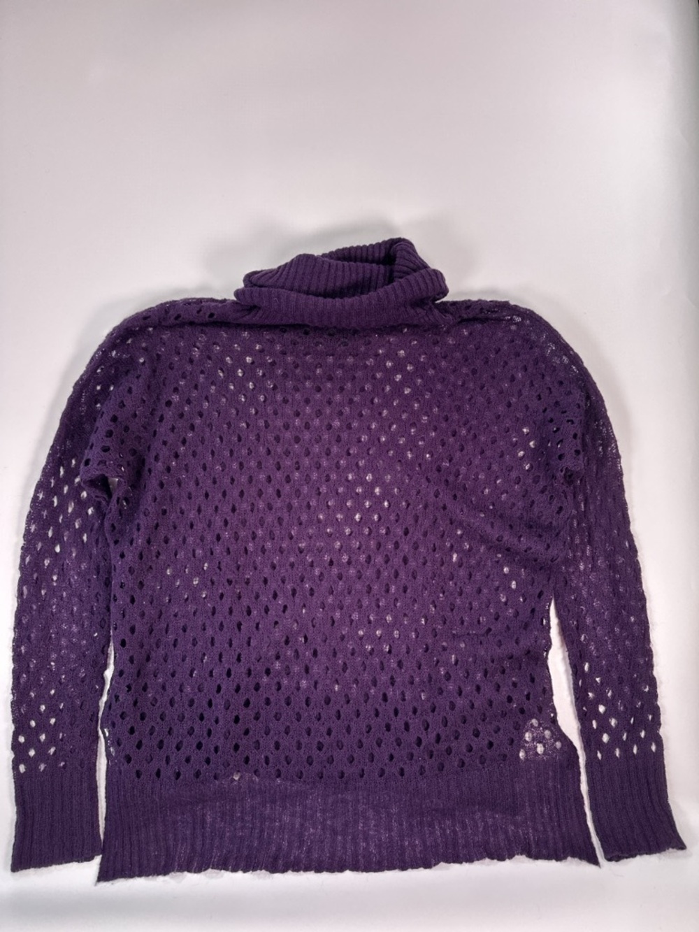Press Women’s Mohair Turtleneck Open Knit Sweater Purple Size S - Picture 4 of 9